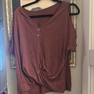 Women's Casual V-Neck Top - Brown